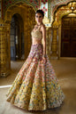 Ombre Multi-Coloured Three-Dimensional Floral Lehenga Set