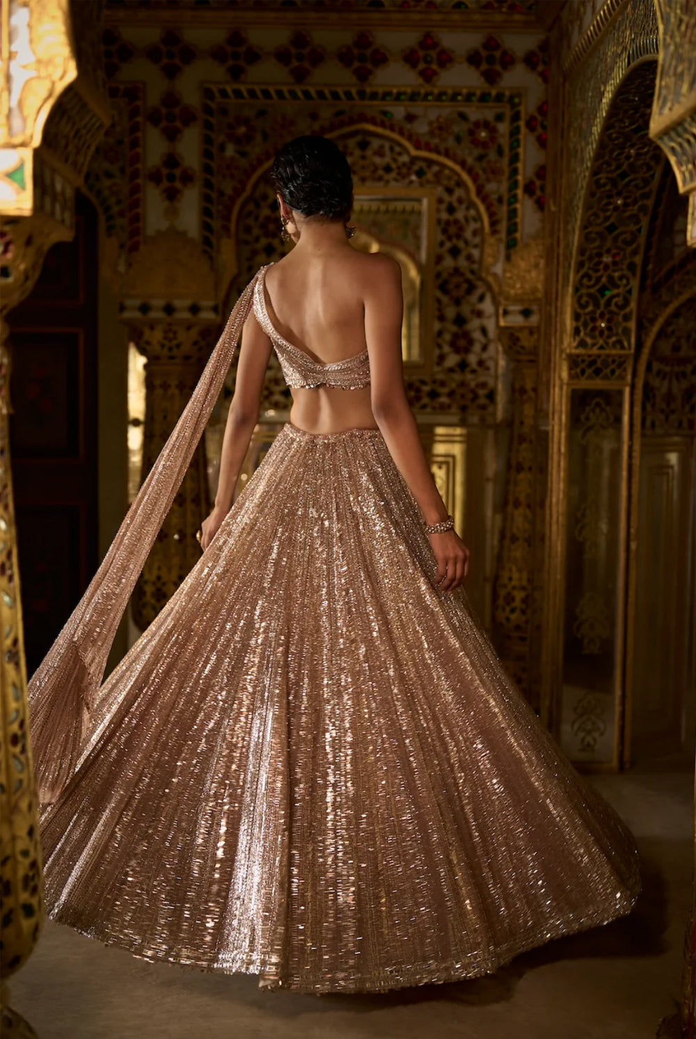 Rose Gold Sequin Lehenga Set