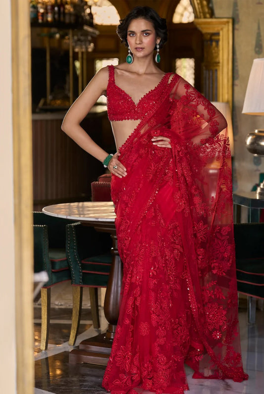 Red Dori Saree