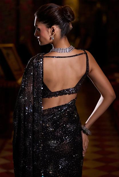 Black Multi-Coloured Sequin Saree