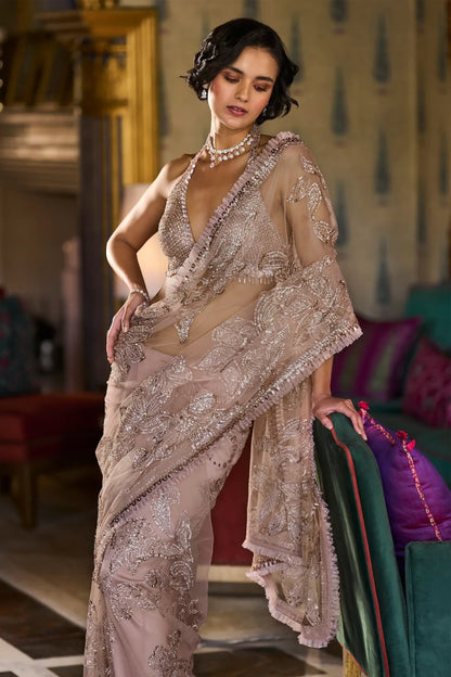 Rose Gold Sequin Saree