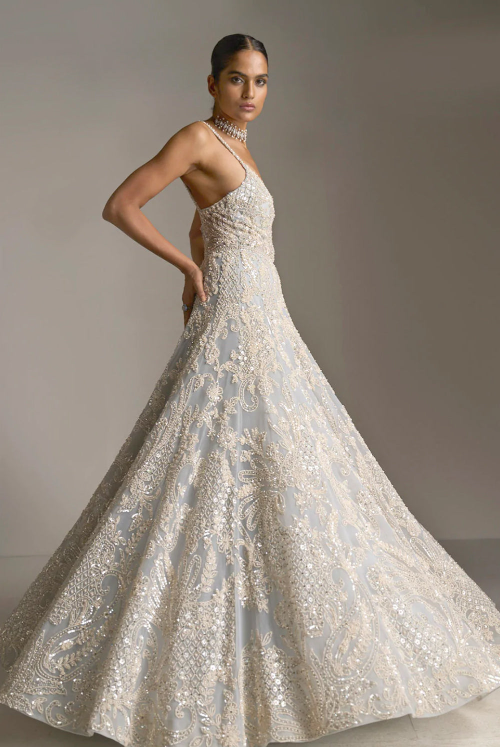 Ice Blue Pearl Gown