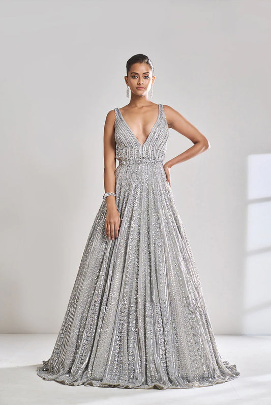 Silver Sequin Gown