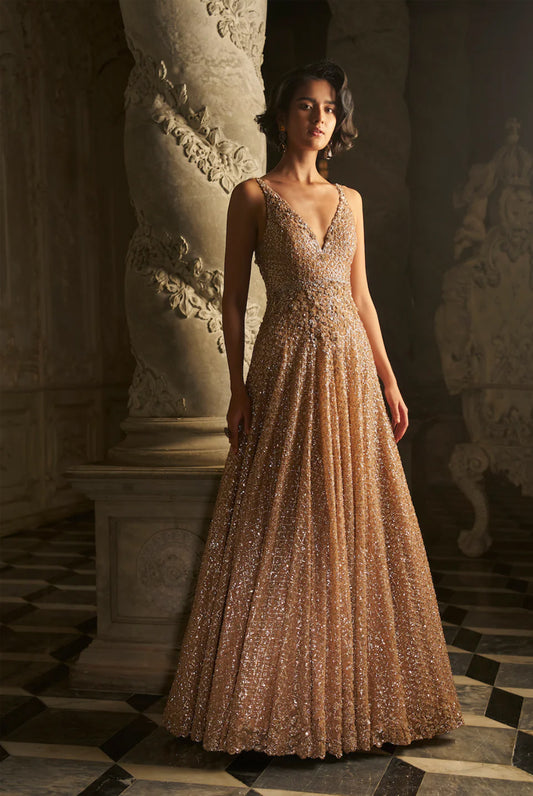 Nude Sequin Gown