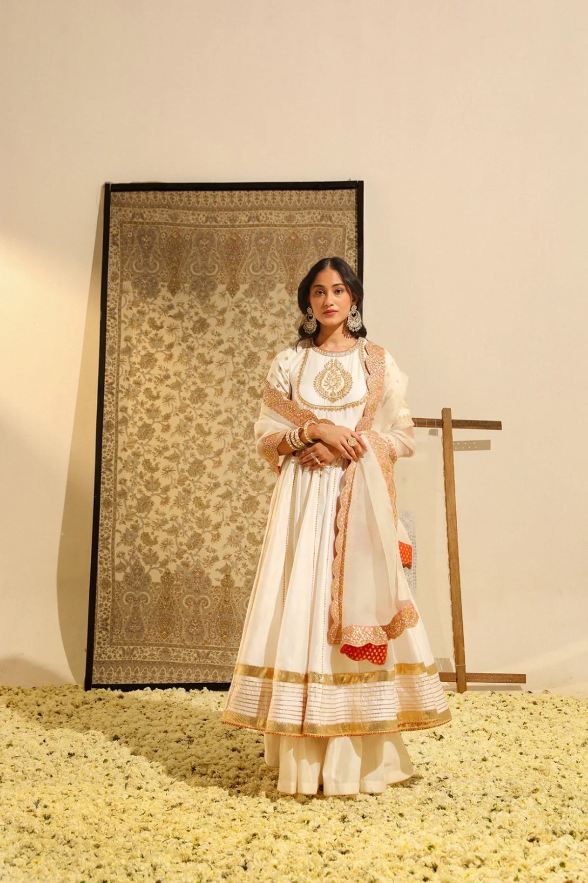 Irshaad - Daisy Ivory Anarkali with Skirt and Dupatta