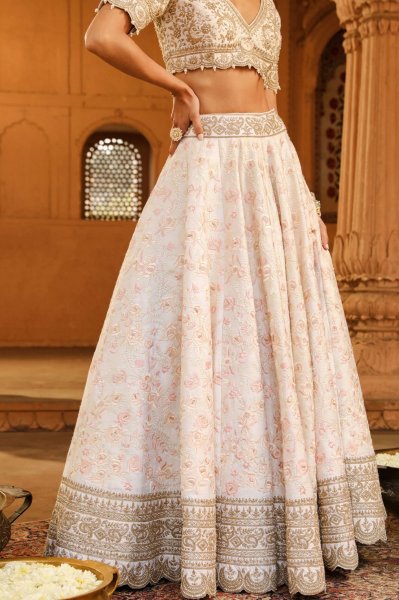 Maryam - Daisy Ivory Lehenga Set with Dupatta