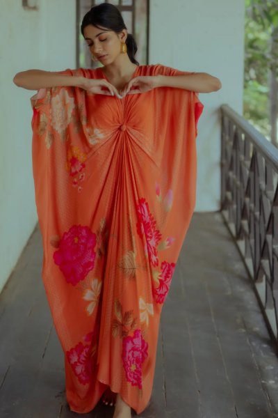 Sherbet Orange Kaftan set