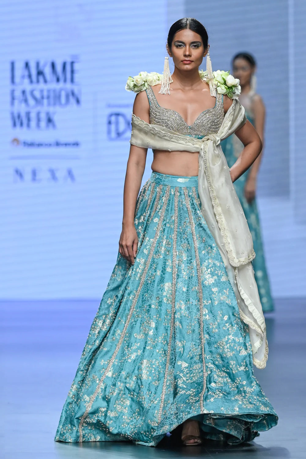 Self-Woven Jacquard Lehenga Set