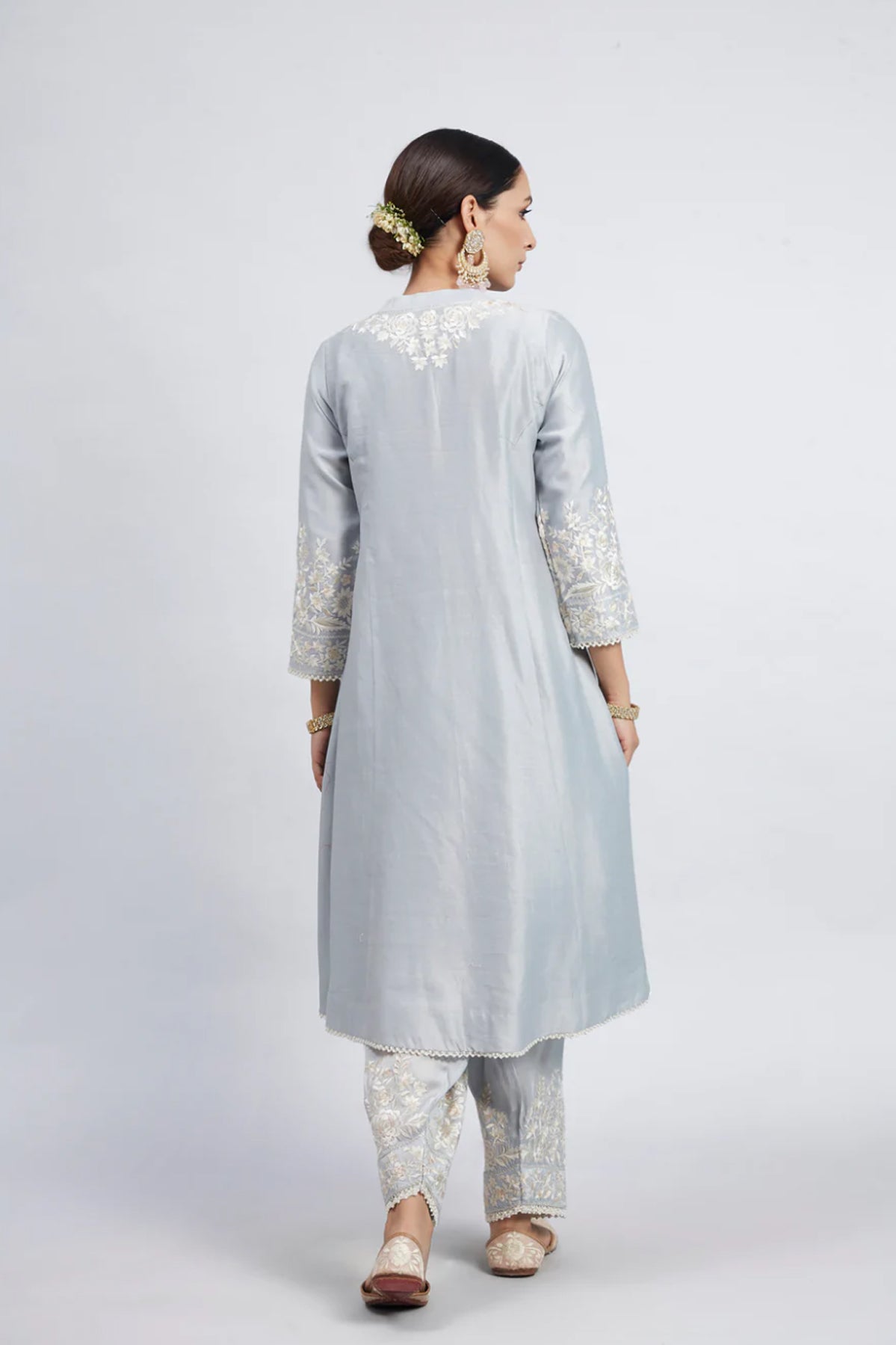 KAINA CHANDERI SILK PARSI-GARA EMBROIDERED ENSEMBLE