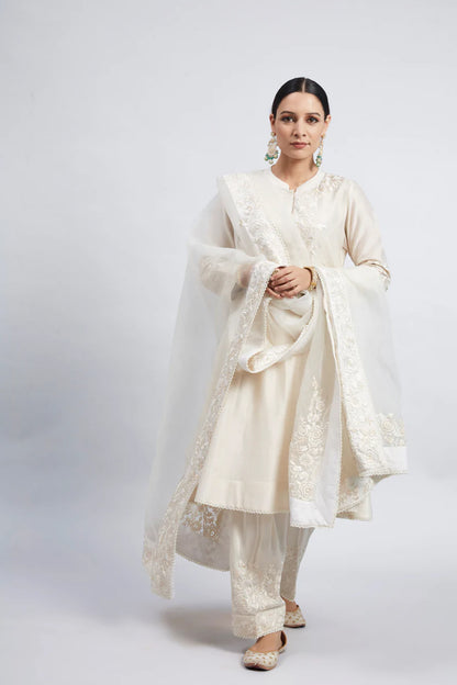 KAINA CHANDERI SILK PARSI-GARA EMBROIDERED ENSEMBLE