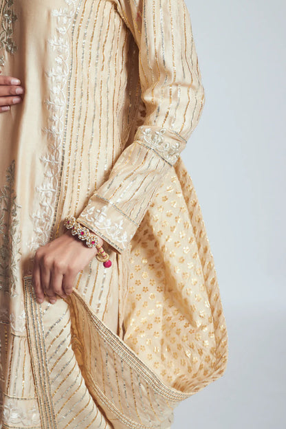 SAIMA SOFT BEIGE CHANDERI SILK EMBROIDERED ENSEMBLE