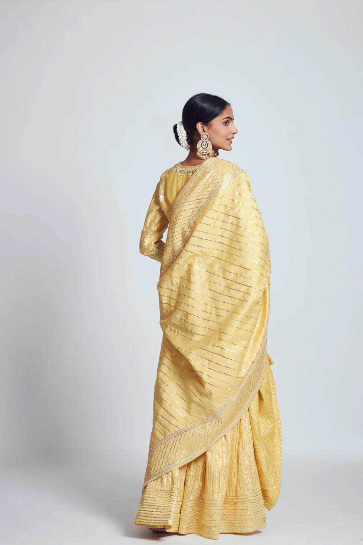 SEHAR HAPPY YELLOW CHANDERI SILK EMBROIDERED ENSEMBLE