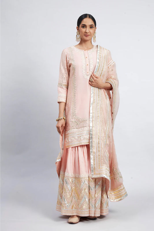 ERINA BLUSH ROSE PINK CHANDERI SILK ENSEMBLE