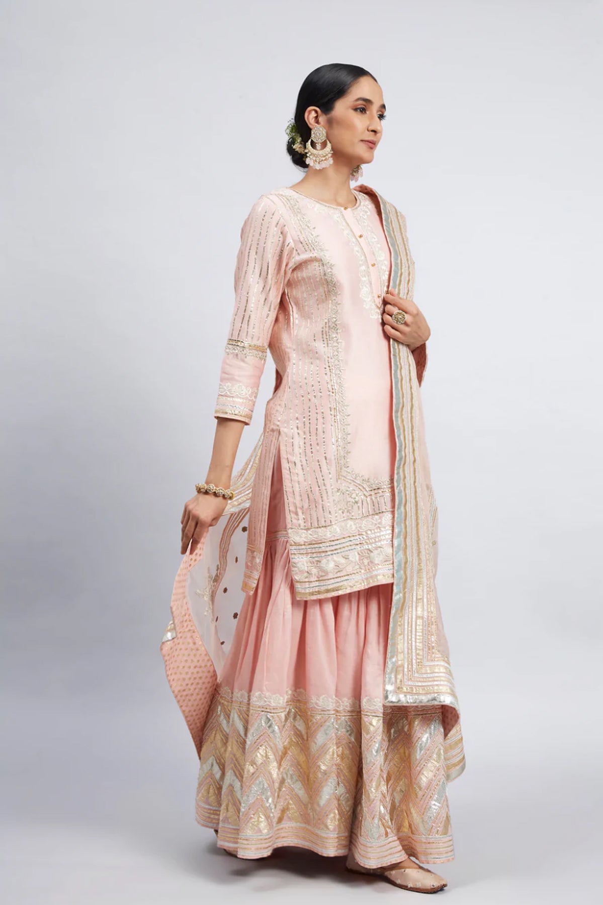 ERINA BLUSH ROSE PINK CHANDERI SILK ENSEMBLE