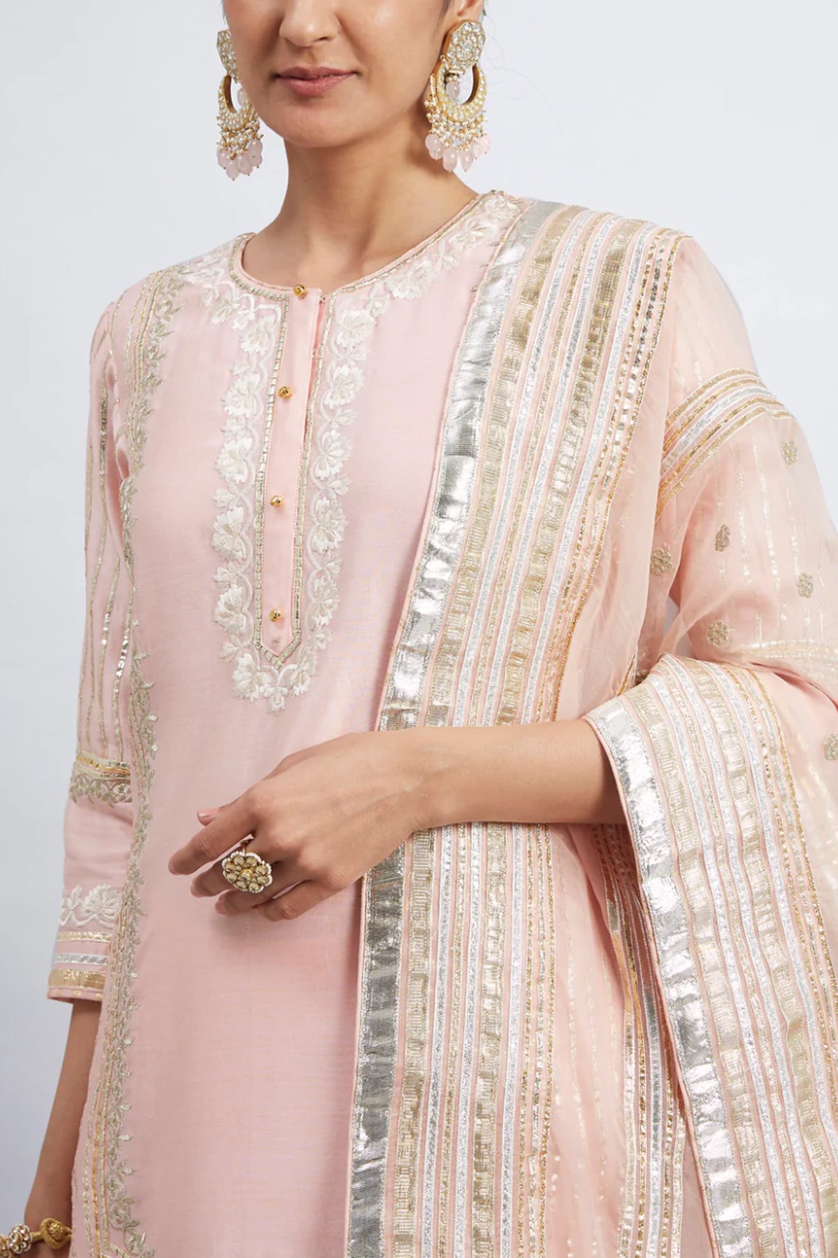 ERINA BLUSH ROSE PINK CHANDERI SILK ENSEMBLE