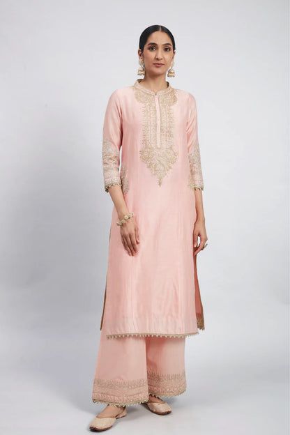 AADIRAH-  EMBROIDERED KURTA SET WITH SIDE POCKETS