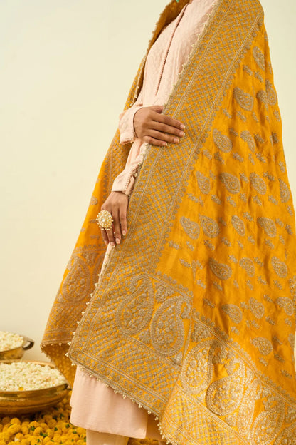 GLAZE MUSTARD PAISLEY TILLA EMBROIDERY ODHNI