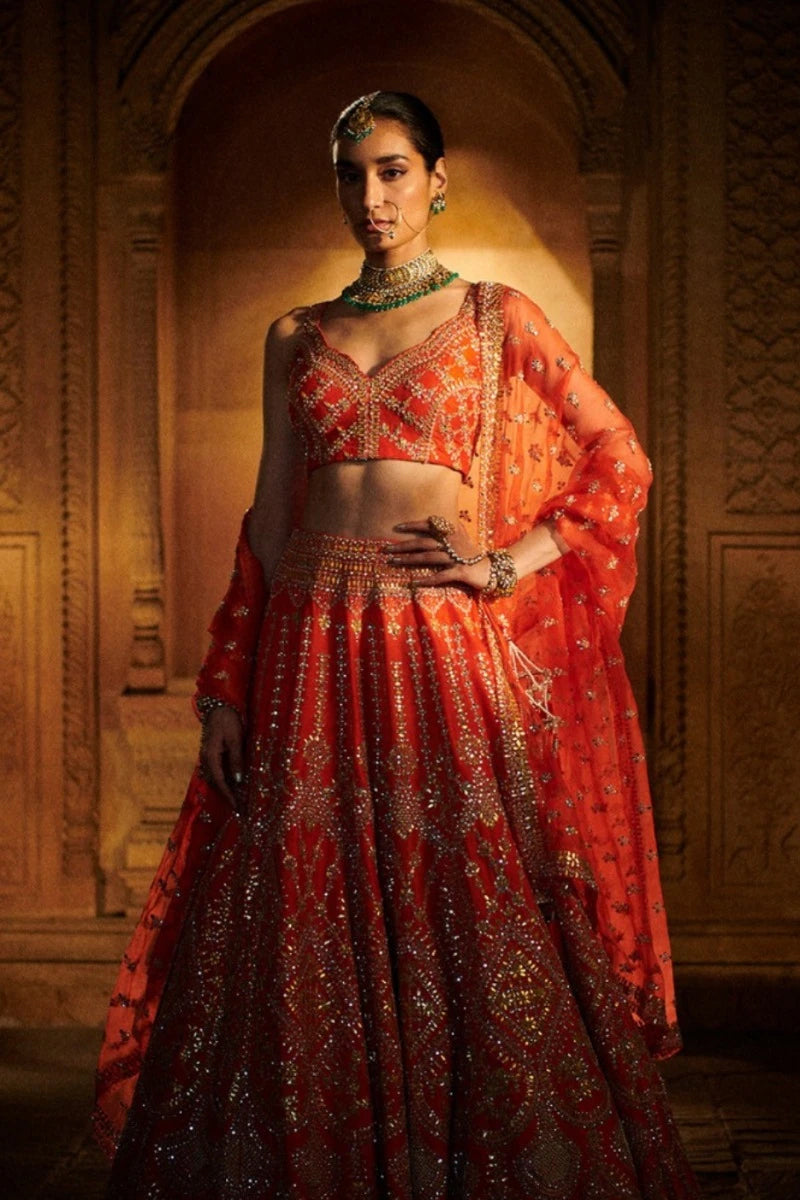 Burnt Orange Gota Patti Lehenga Set