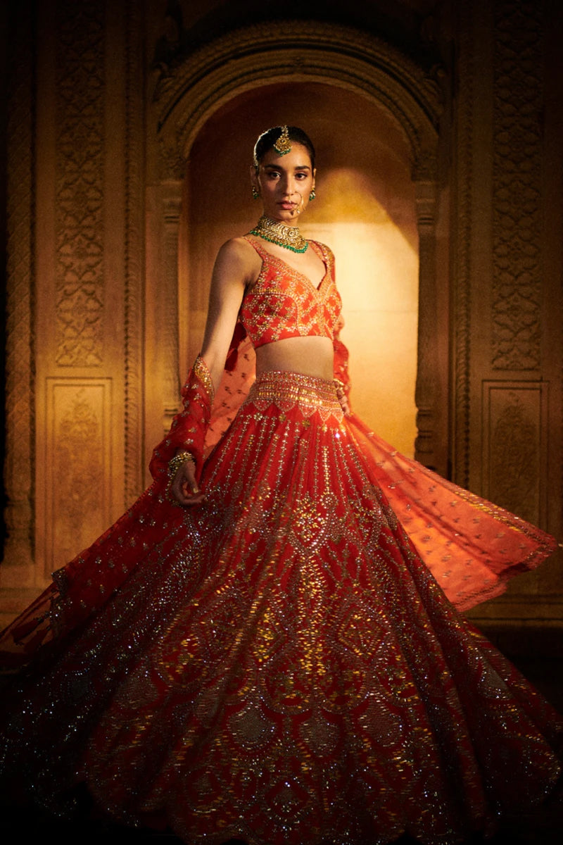 Burnt Orange Gota Patti Lehenga Set