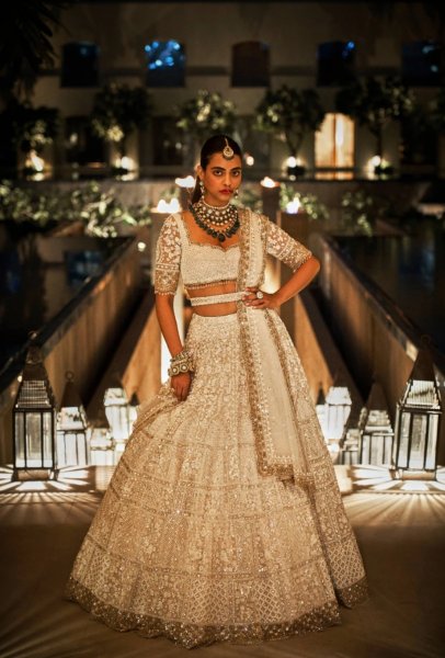 Cream & Gold Lehenga Set