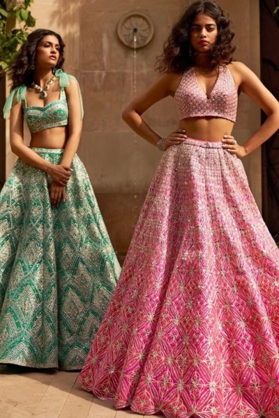 Fuchsia/Sea Green  Lehenga Set