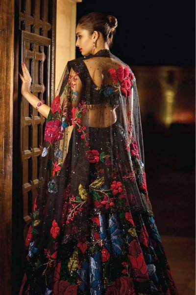 Black Multi-Coloured Lehenga Set