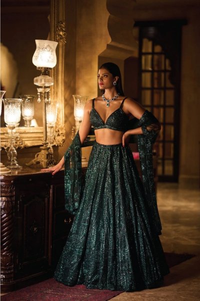 Emerald Green Lehenga Set