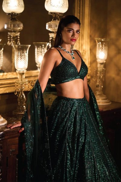 Emerald Green Lehenga Set