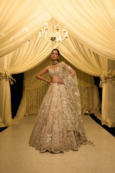 Nude Floral Lehenga Set