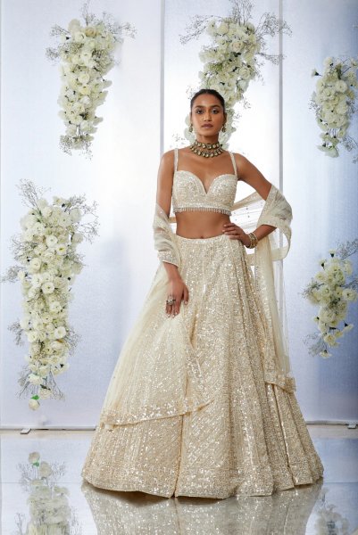 Ivory Sequin Lehenga Set