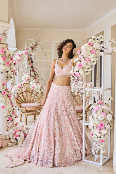 Blush Pink Sequin Lehenga Set