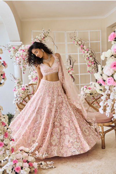 Blush Pink Sequin Lehenga Set