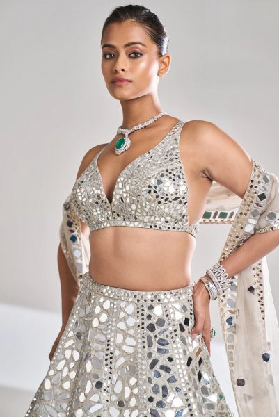 Silver Mirror Lehenga Set