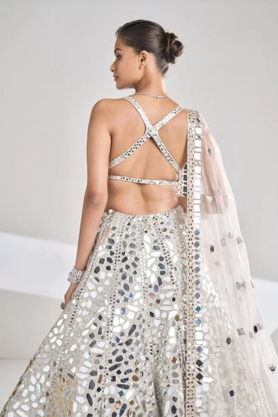 Silver Mirror Lehenga Set