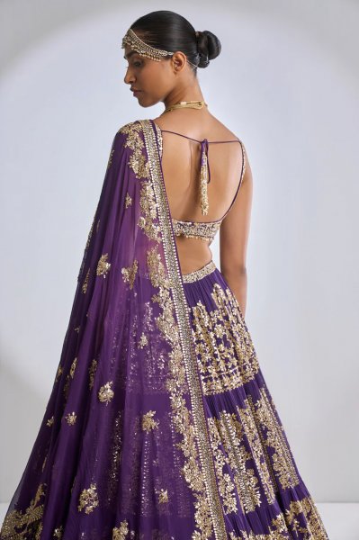 Purple Multi-Tiered Lehenga Set