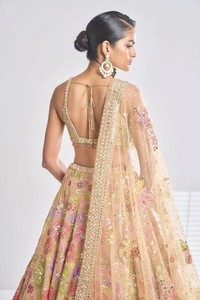 Multi-Coloured Gold Lehenga Set