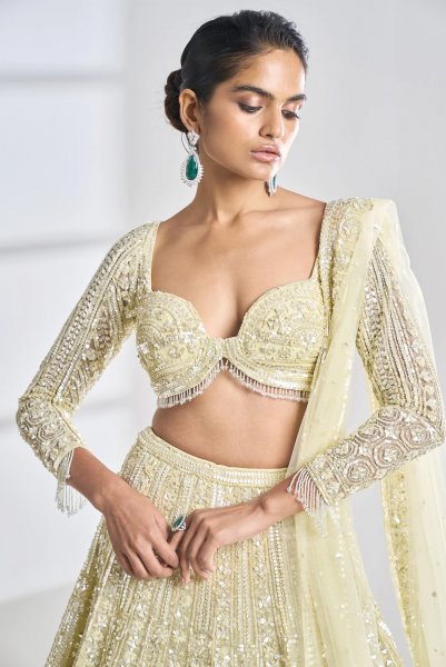 Lime Sequin Lehenga Set