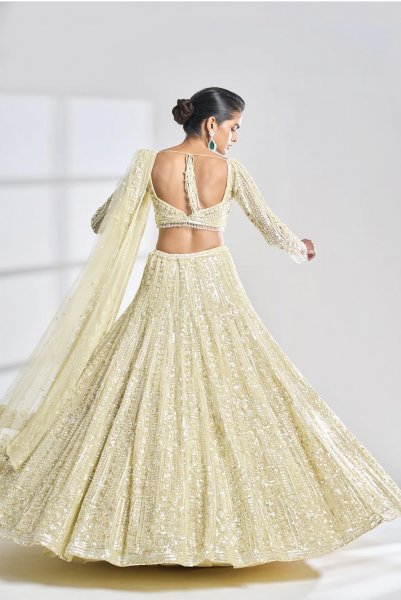 Lime Sequin Lehenga Set