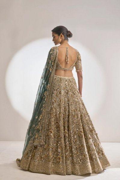 Champagne Zardozi Lehenga Set