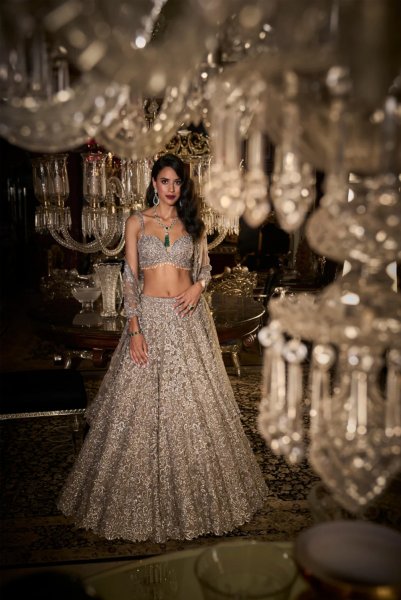 Steel Grey Sequin Lehenga Set