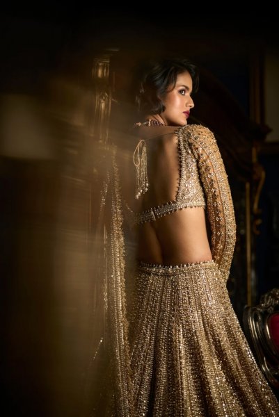 Gold Beaded Lehenga Set