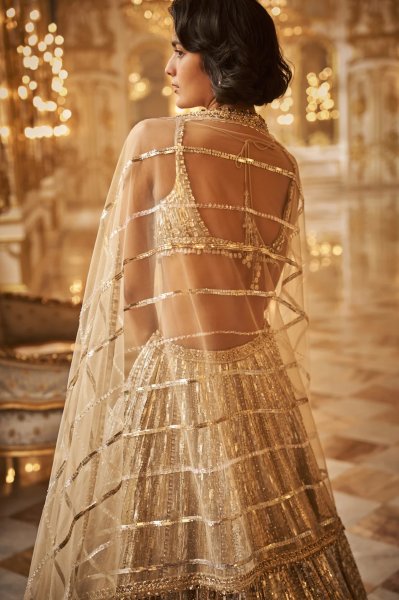 Silver Gold Crystal Lehenga Set