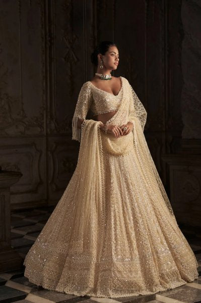 Cream Pearl Lehenga Set