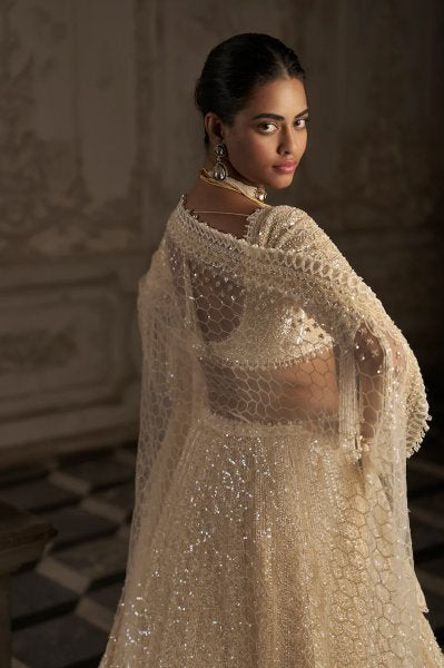 Cream Pearl Lehenga Set