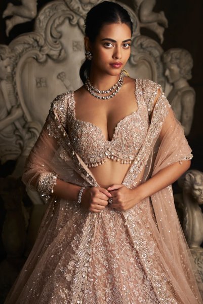 Champagne Sequin Lehenga Set