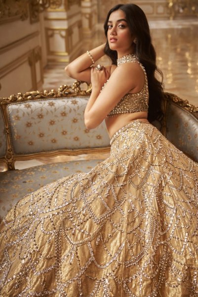 Gold Chandelier Lehenga Set