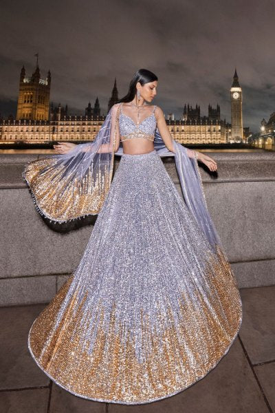 Silver Gold Sequin Lehenga Set