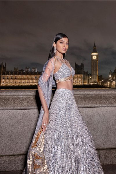 Silver Gold Sequin Lehenga Set