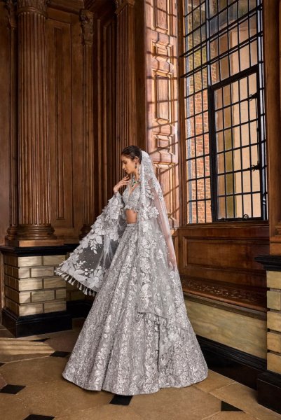 Metallic Silver Lehenga Set