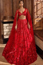 Red Floral Sequin Lehenga Set